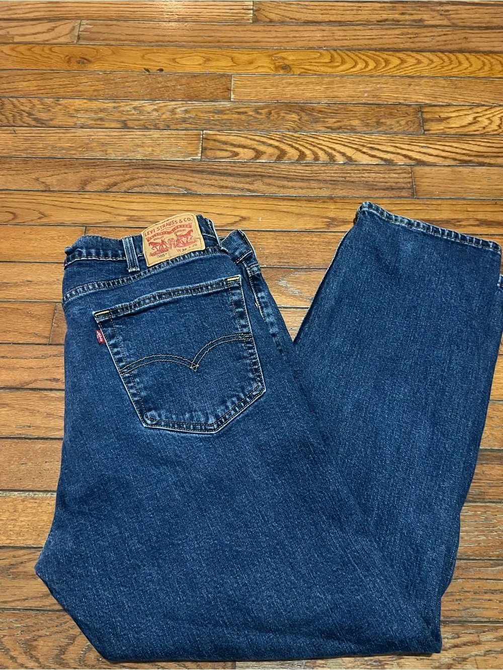 Levi's 505 Men's Classic Dark Blue Straight-Leg Jeans size 38x29